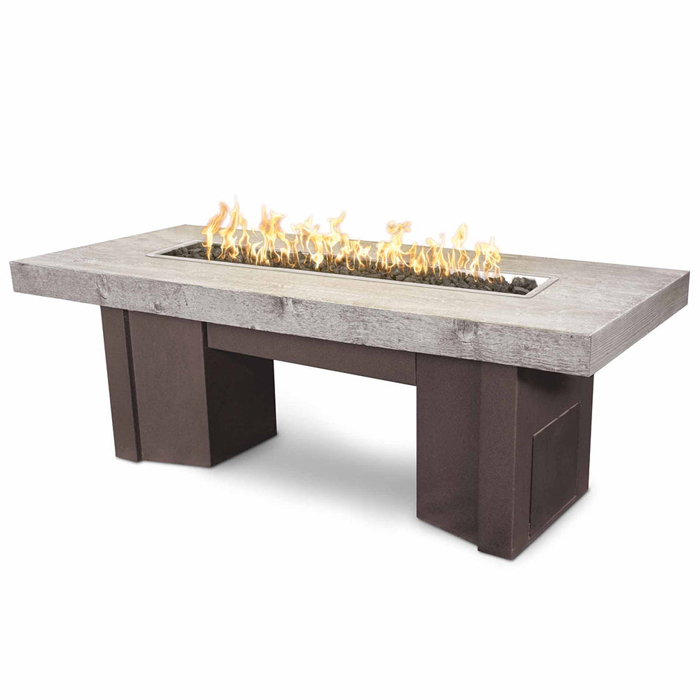 TOP Fires by The Outdoor Plus Alameda 78x36-Inch Linear Wood Grain Concrete and Steel Gas Fire Pit