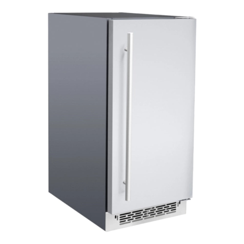 TrueFlame 15-inch outdoor nugget ice maker with reversible door, stainless finish