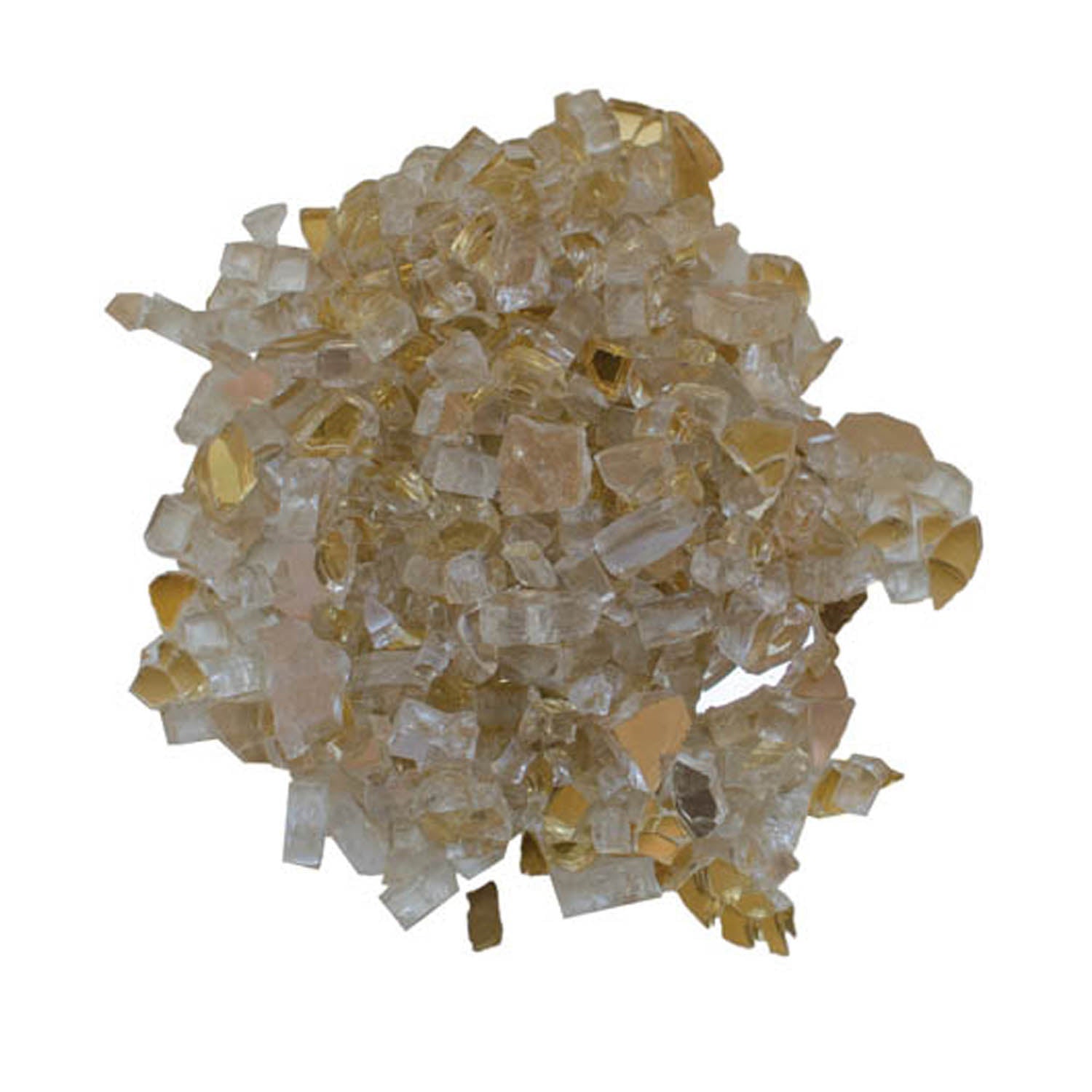 1/4-inch champagne reflective fire glass pieces, clear and gold-toned