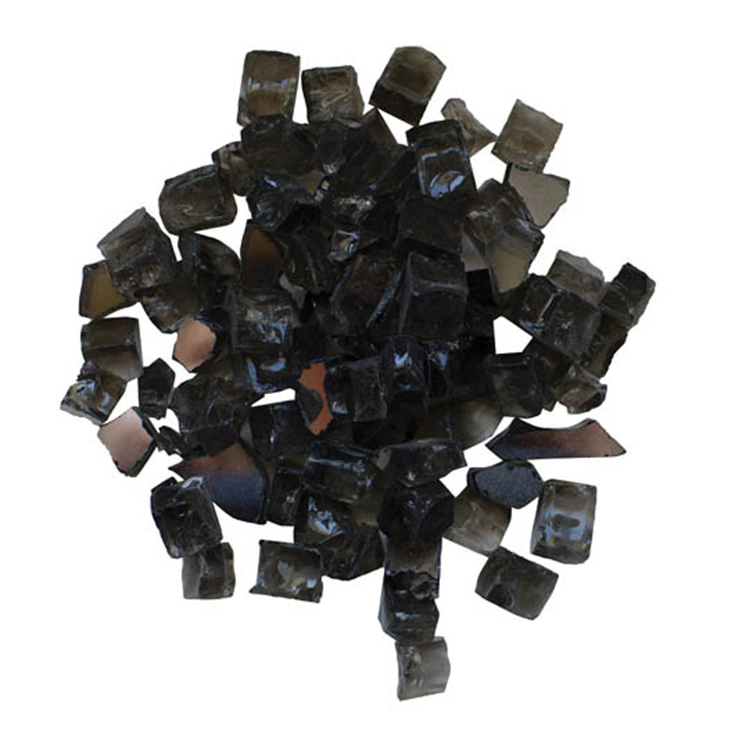 Reflective dark grey fire glass cubes for fire pits, small 1/4 inch pieces
