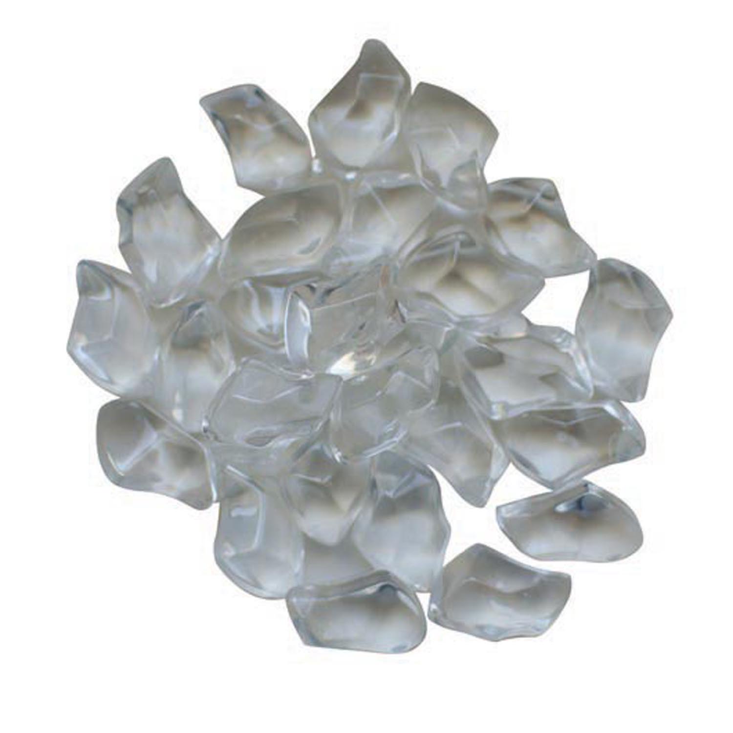 Clear reflective fire glass pieces, 1-inch size, translucent stones bundle