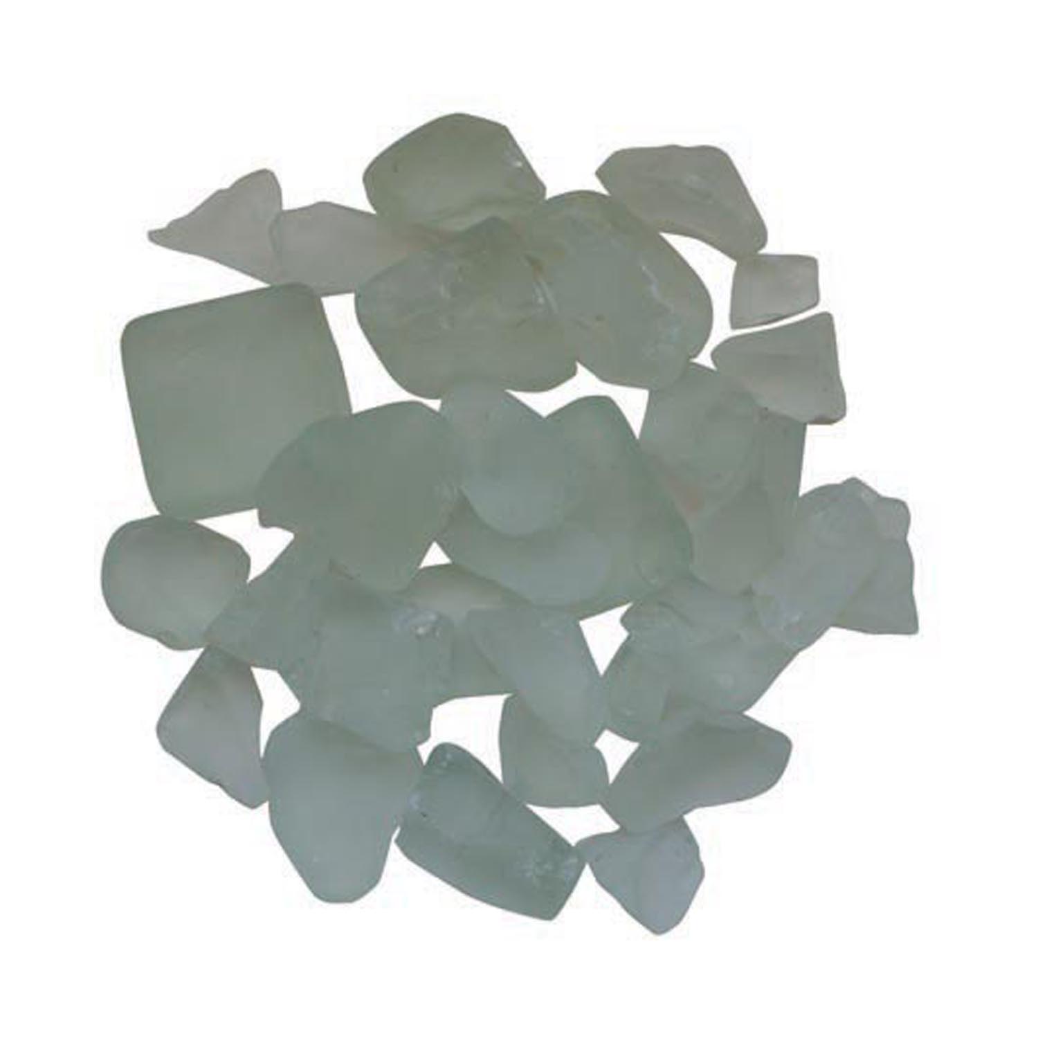 Frosted white fire glass chunks for fireplace, assorted pieces