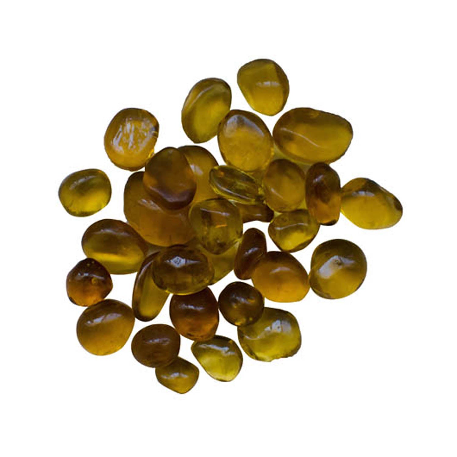 Amber glass fire beads, assorted oval shapes