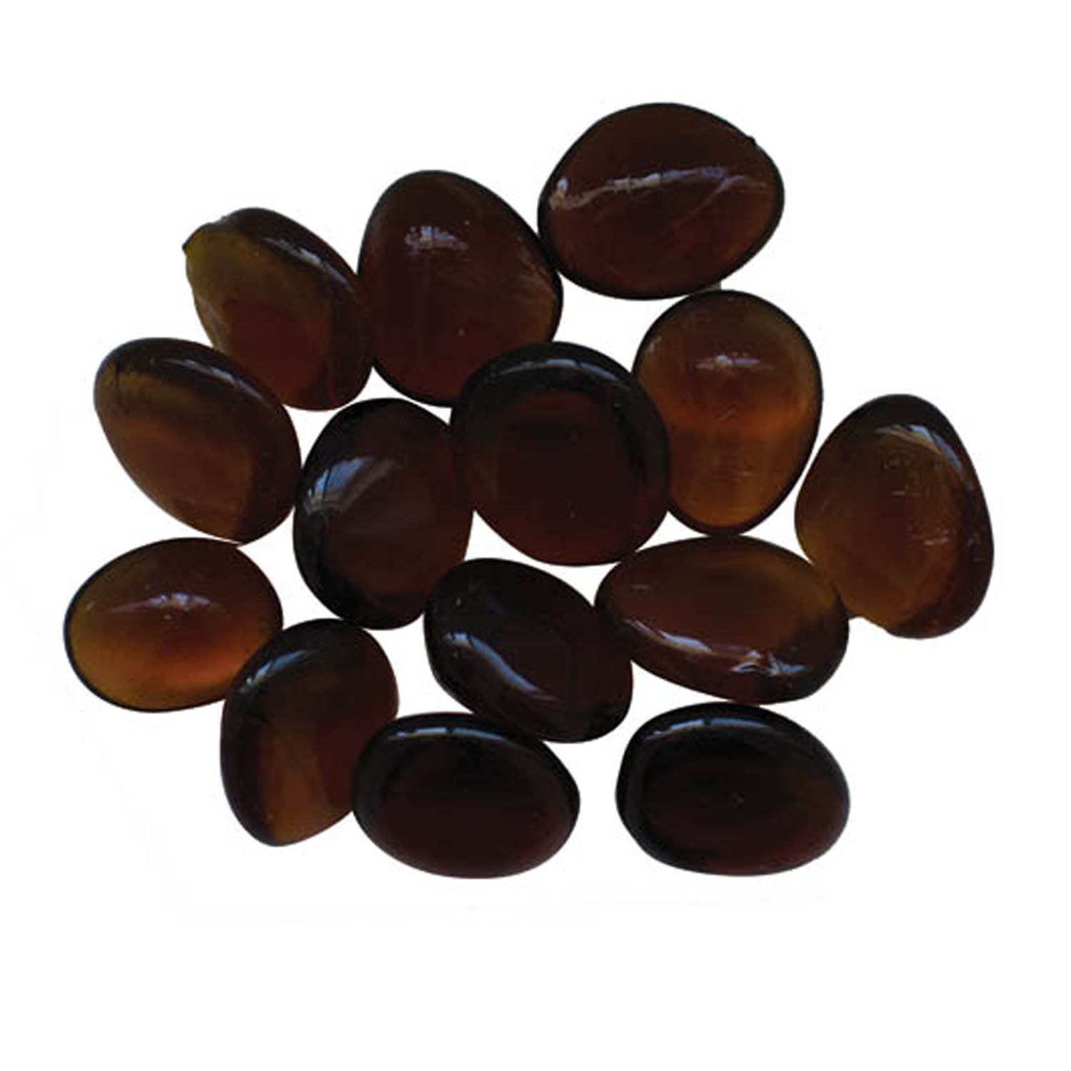 Sable fire beads: dark amber oval glass pieces, glossy finish