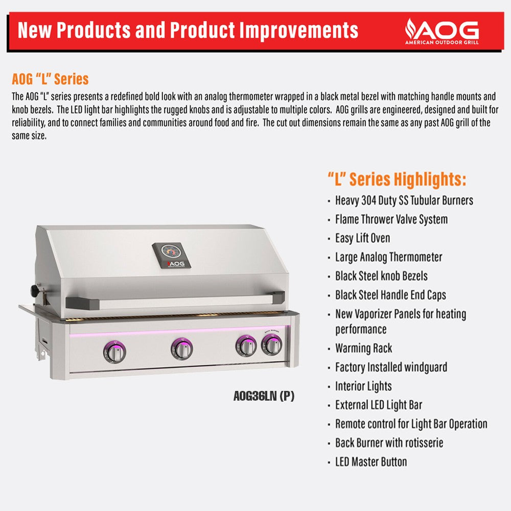 Freestanding gas grill front view with four control knobs and stainless side shelf