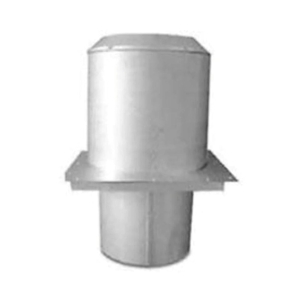 Metal attic insulation flue shield, cylindrical with flared rim and vertical sleeve