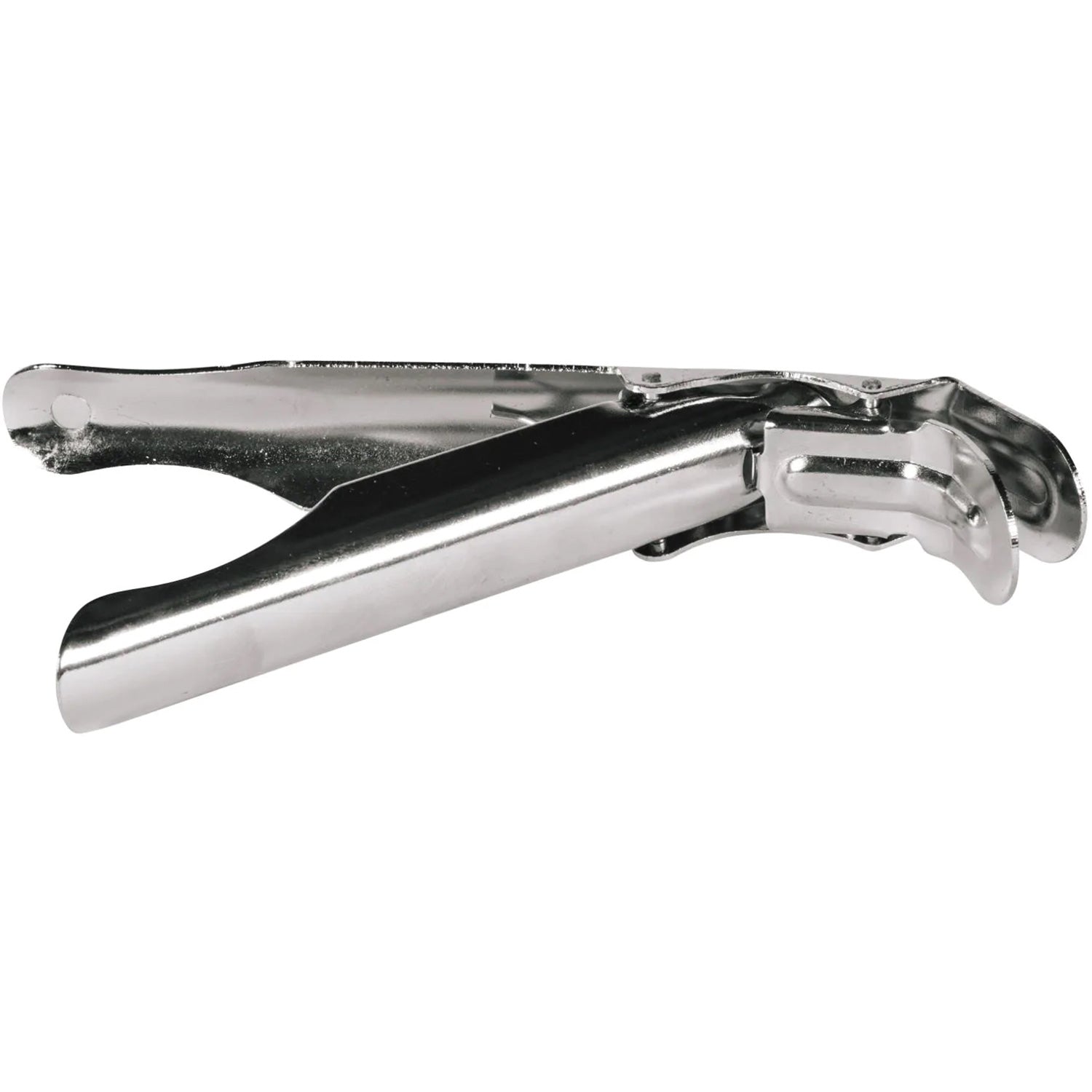 Metal grate gripper clamp with spring handle and curved grip jaws