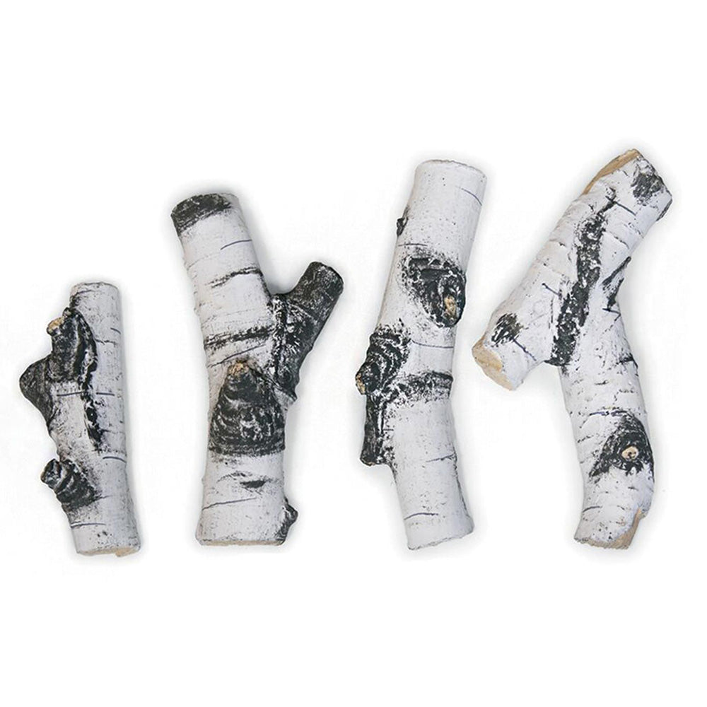 Faux quaking aspen twig kit, four white bark pieces with dark speckles and knots
