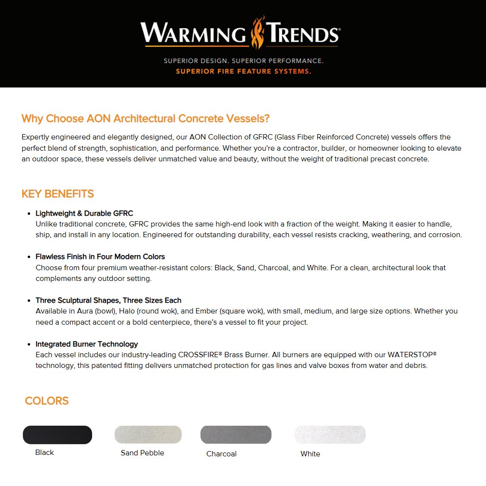 Warming Trends AON 26-Inch Aura Concrete Gas Fire Bowl