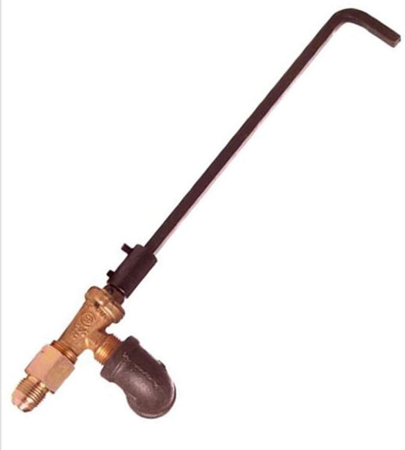 Real Fyre on/off valve with steel handle, brass connection and dark valve body