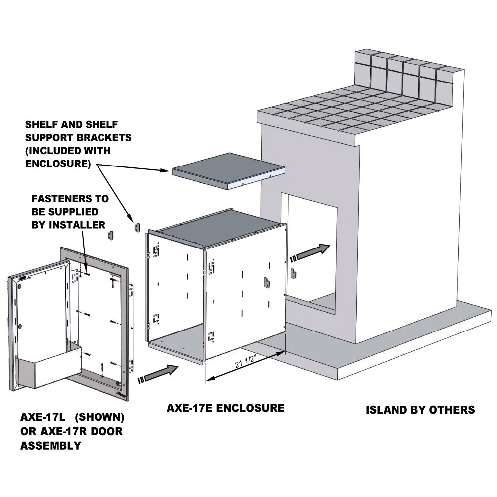 Alfresco AXE-17-AXE-17E Single Access Door with Enclosure and Shelf Kit, 17-Inch