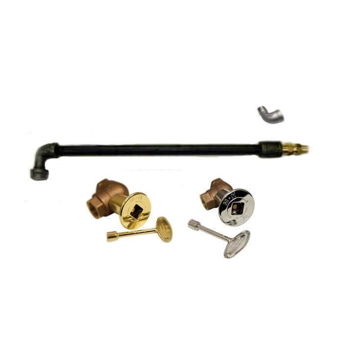 Gas log lighter burner kit with valve, black tube with brass end and control parts