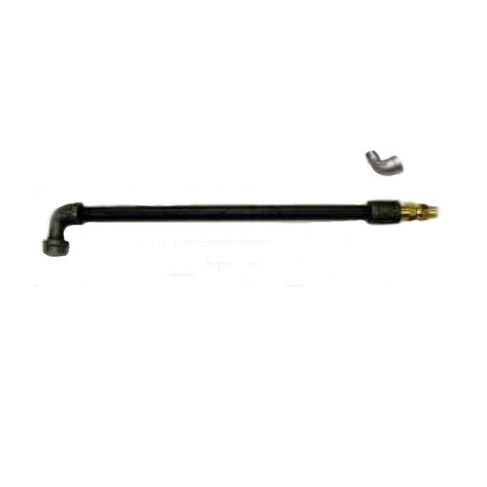 Gas log lighter burner kit with angled black tube and brass nozzle connector