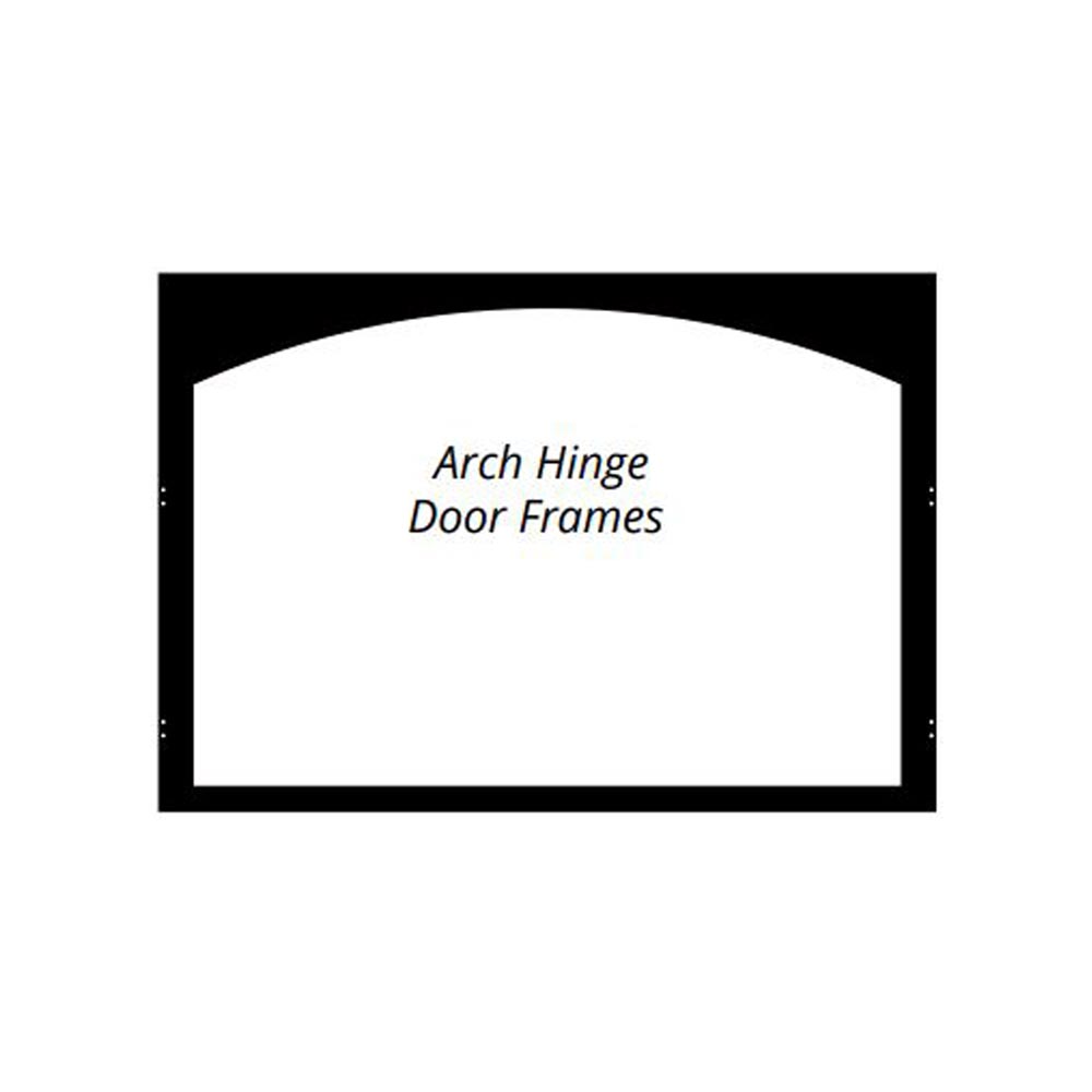 Matte black arch hinge door frame outline for fireplace door installation