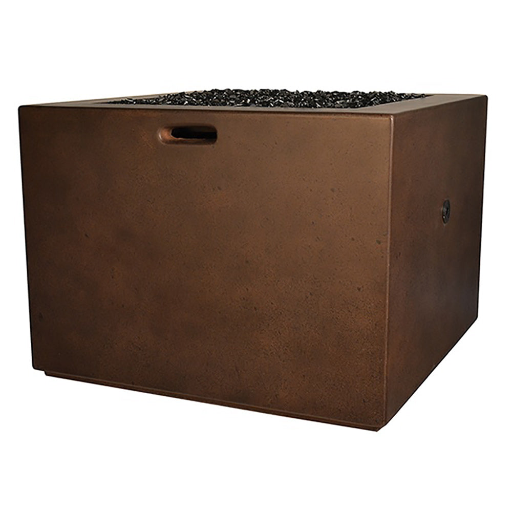 34-inch fire cube planter in dark brown with top air vent