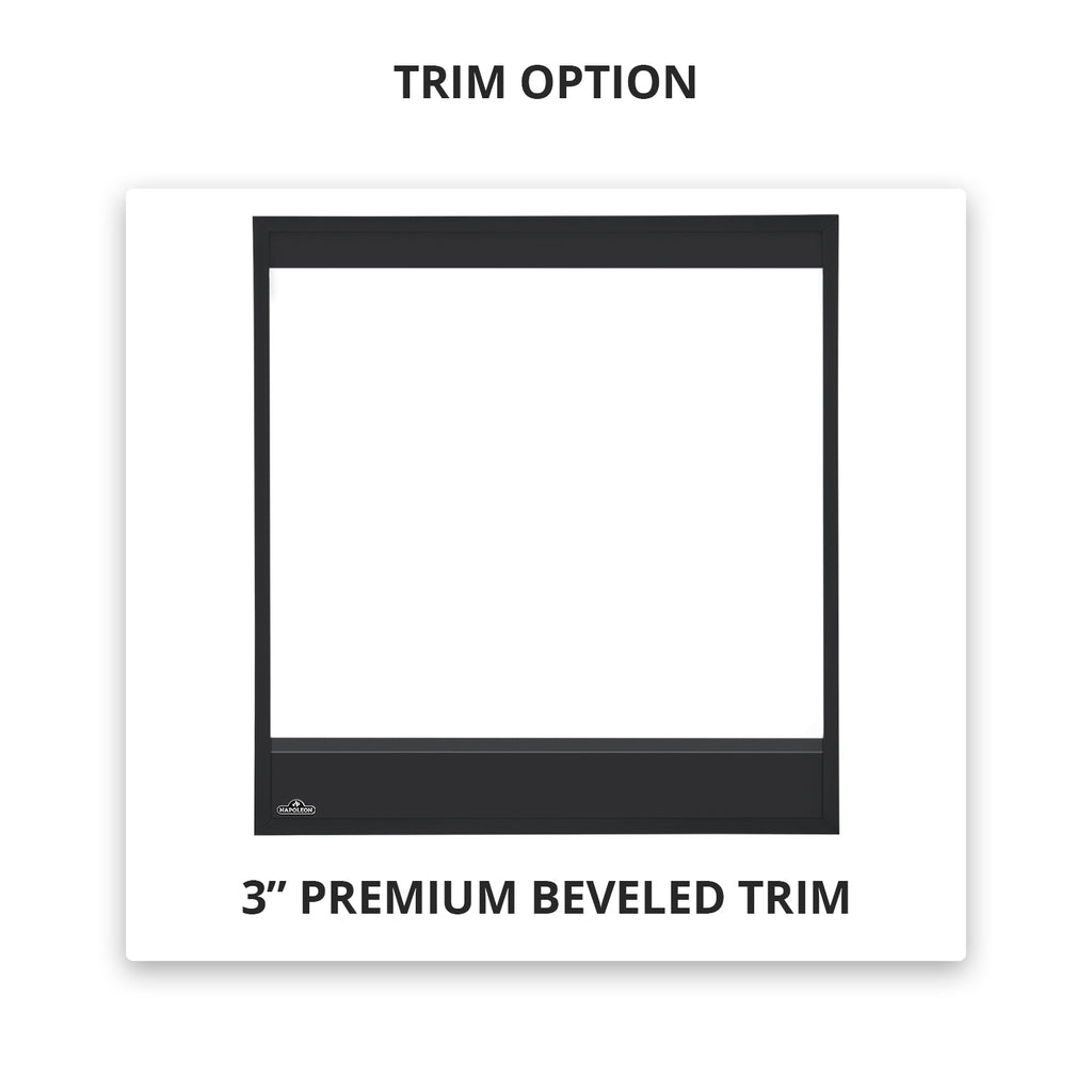 3 in premium beveled trim option diagram with black trim frame