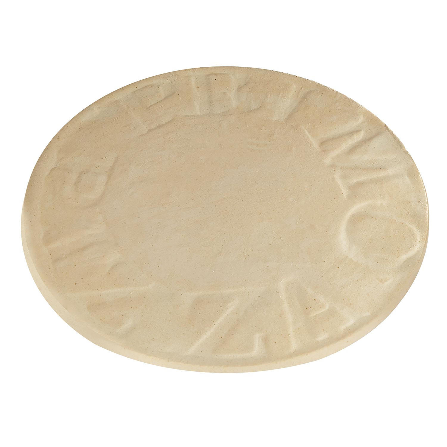 16-inch round natural-finish pizza baking stone, unglazed