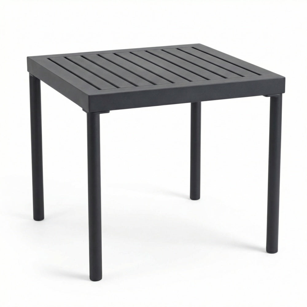 Barcelona side table with slatted tabletop and four straight legs