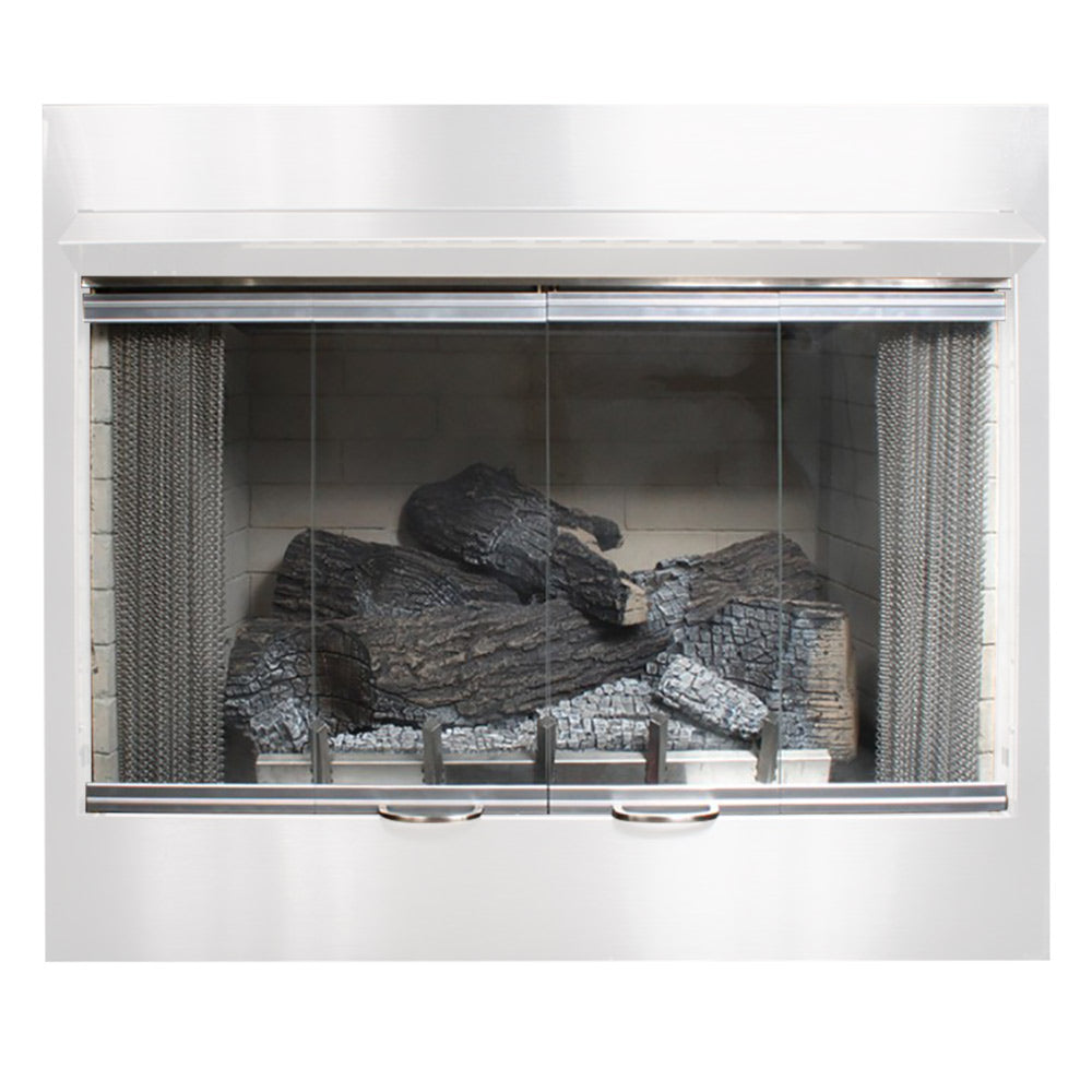 Carol Rose by Empire 42-Inch Outdoor Bi-Fold Glass Doors with Stainless Steel Frame for Outdoor Fireboxes and Fireplaces