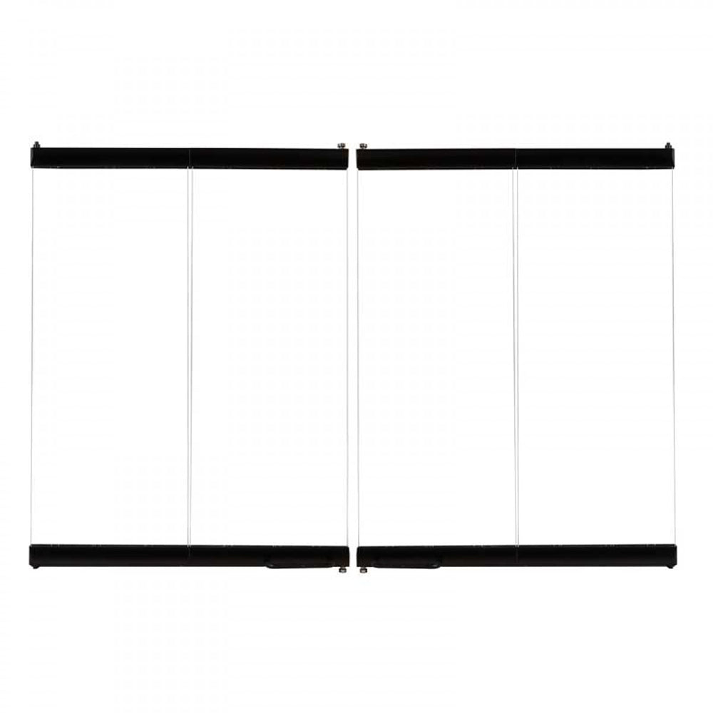 Black bi-fold glass doors with black frame and two glass panels