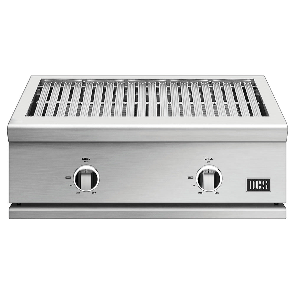 DCS 30-inch built-in gas grill, stainless steel with two front control knobs