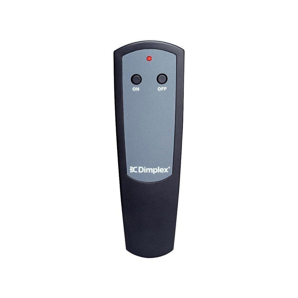 Dimplex remote control with on/off buttons, dark gray and black