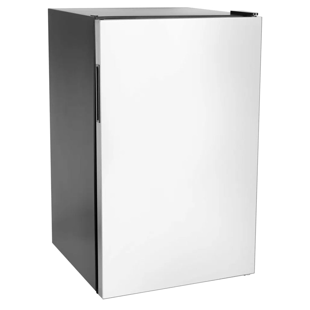 Contemporary refrigerator with dark gray sides and white front door