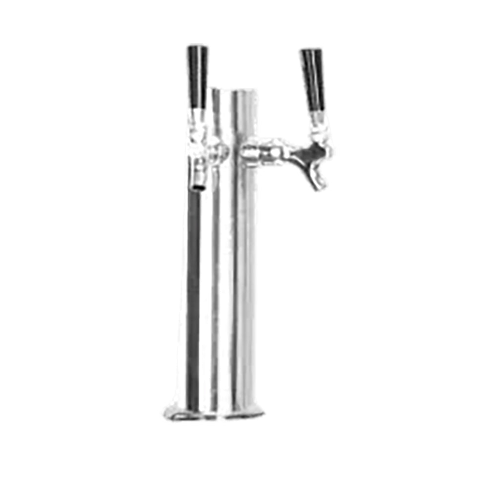 Chrome double-tap beer tower stand with two faucet handles