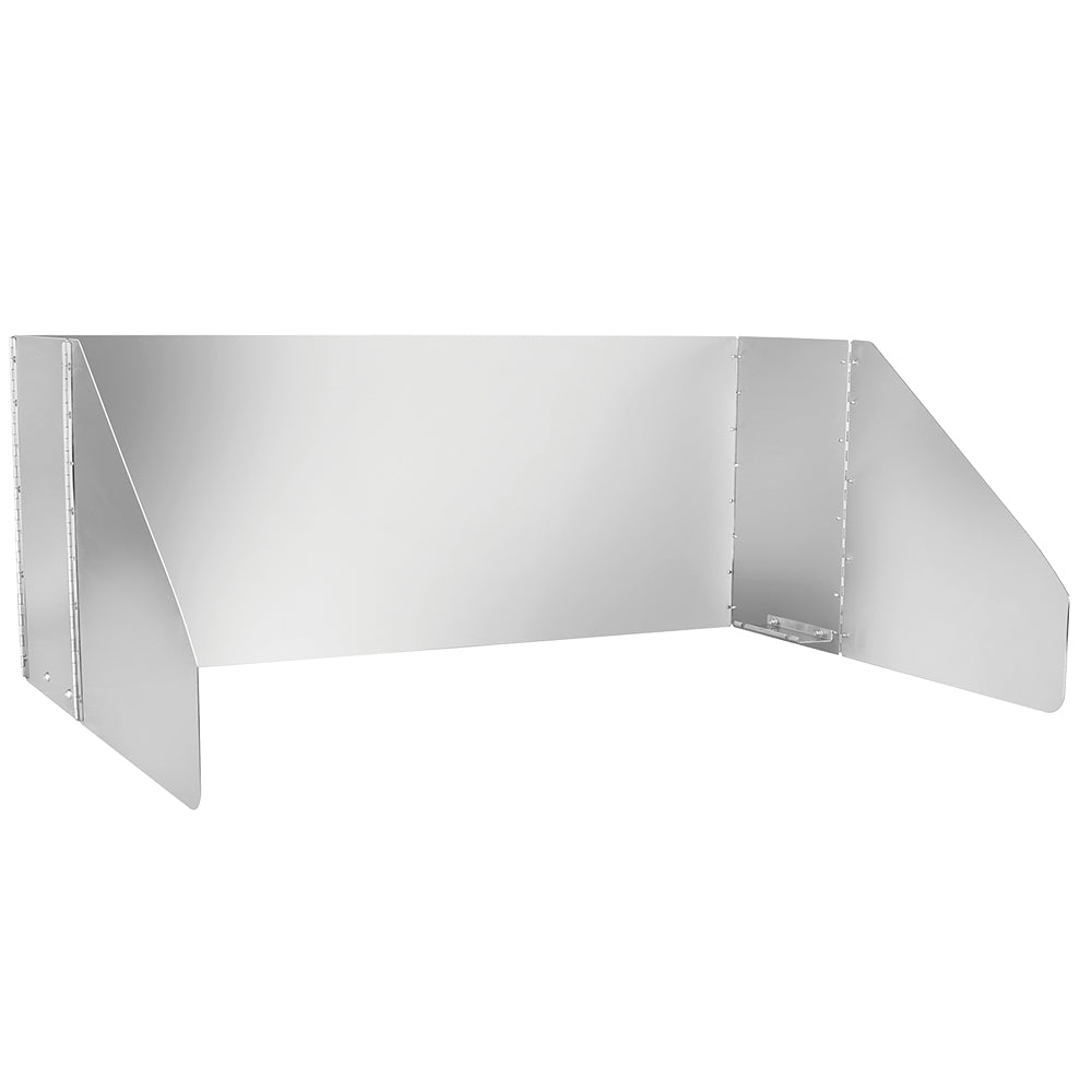 Bull windshield panel for 46-inch Bull grills, silver metal with angled sides