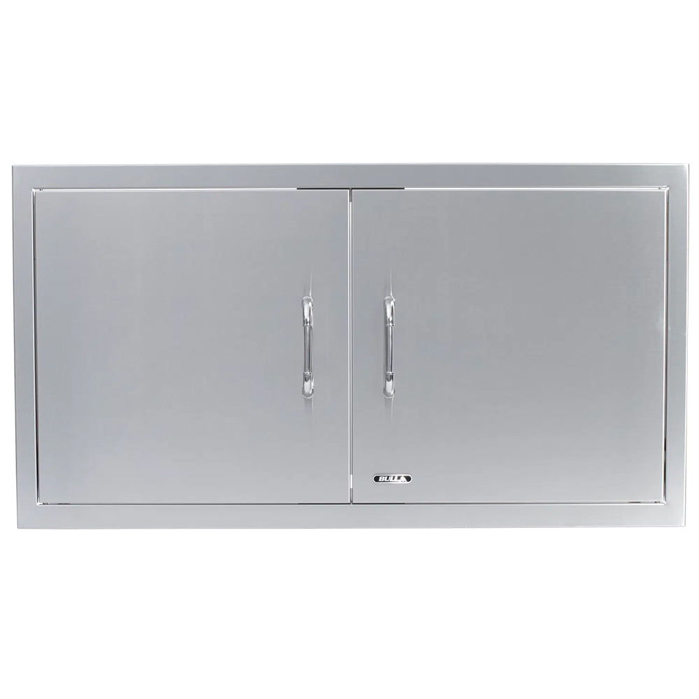Metal double access door with two handles, central seam, 38-inch