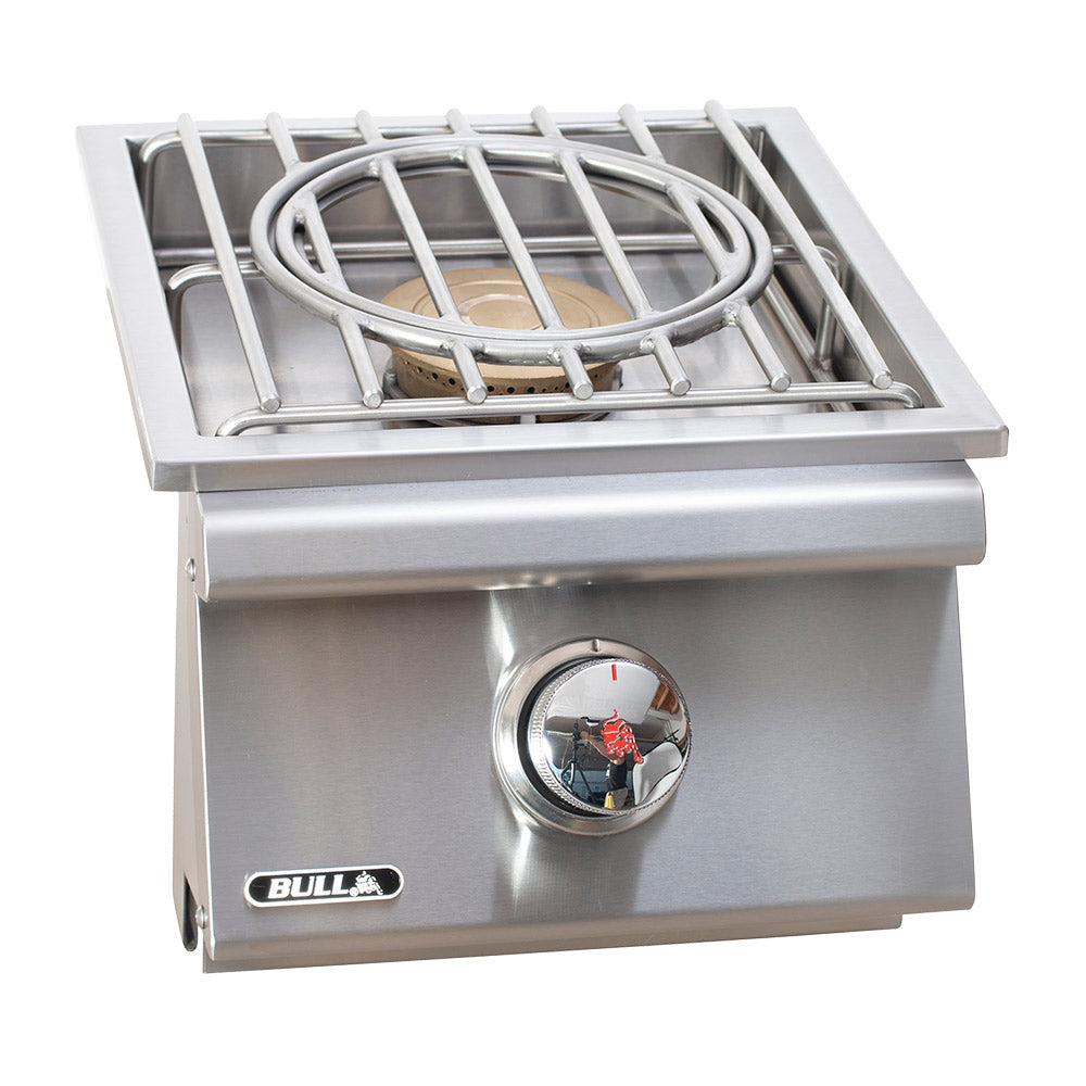 Stainless steel slide-in side burner with circular control knob and grate