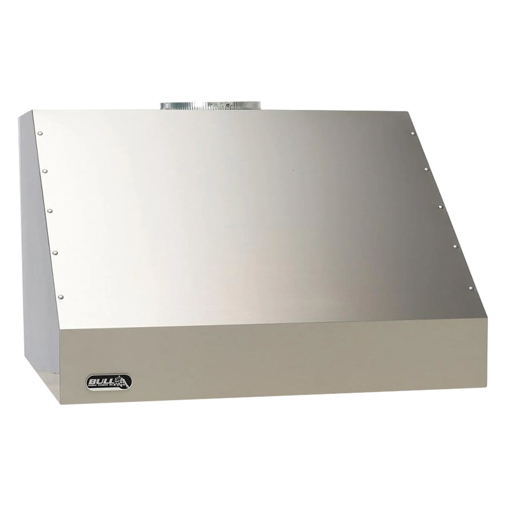 Stainless vent hood with Bull logo, 50-inch canopy