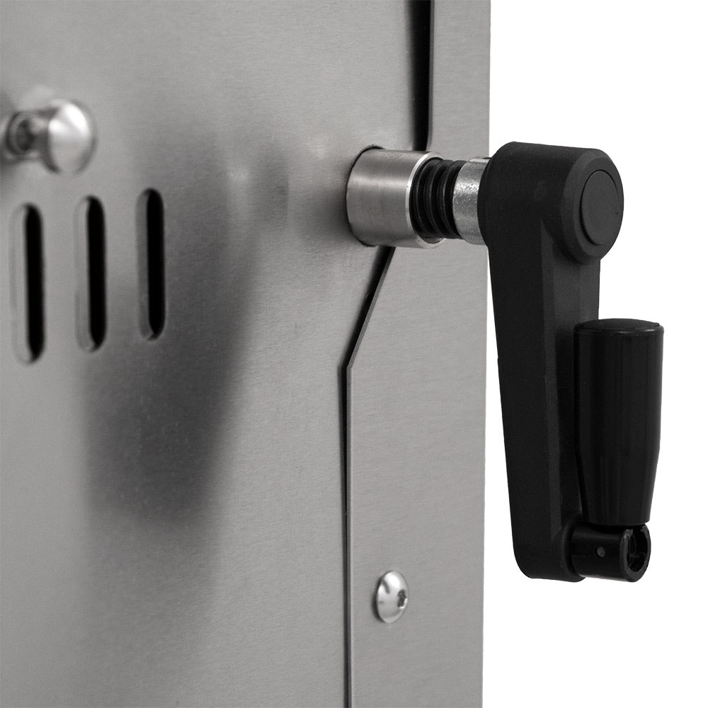 Charcoal grill side ignition handle with control knob and mounting bracket
