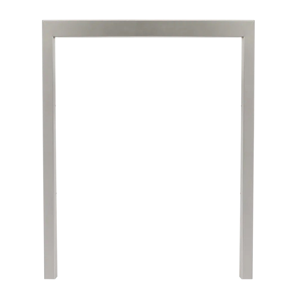 Bull finishing frame for refrigerator, brushed metal trim with open rectangular center