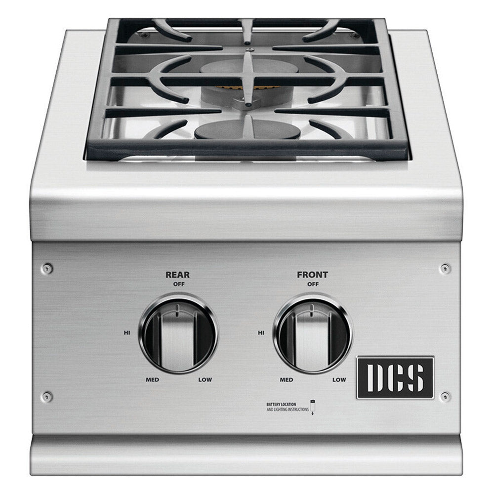 Stainless steel built-in double gas side burner with two control knobs