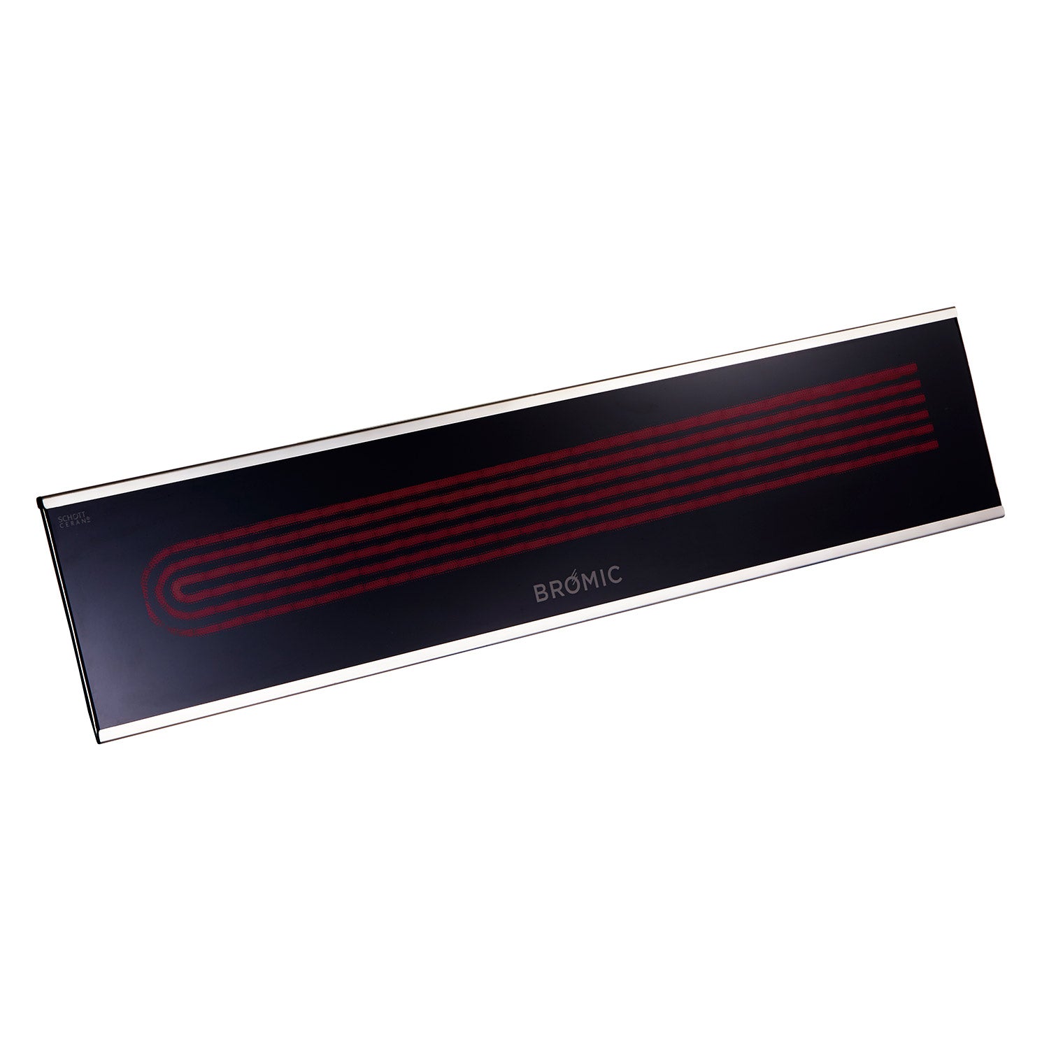 Bromic Smart-Heat electric heater panel angled view with red heating element glow