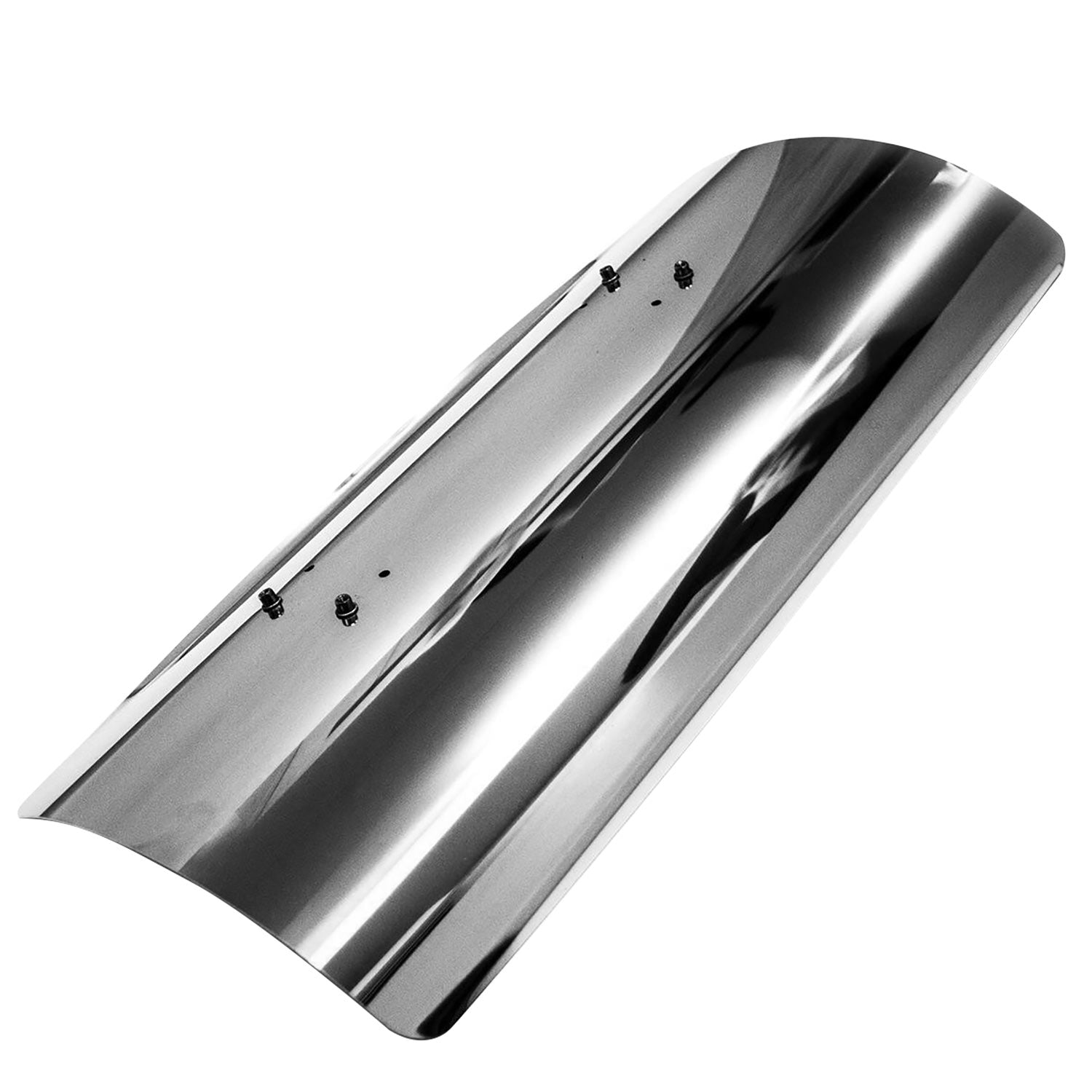 Metal heat deflector panel for heater, brushed silver with mounting holes
