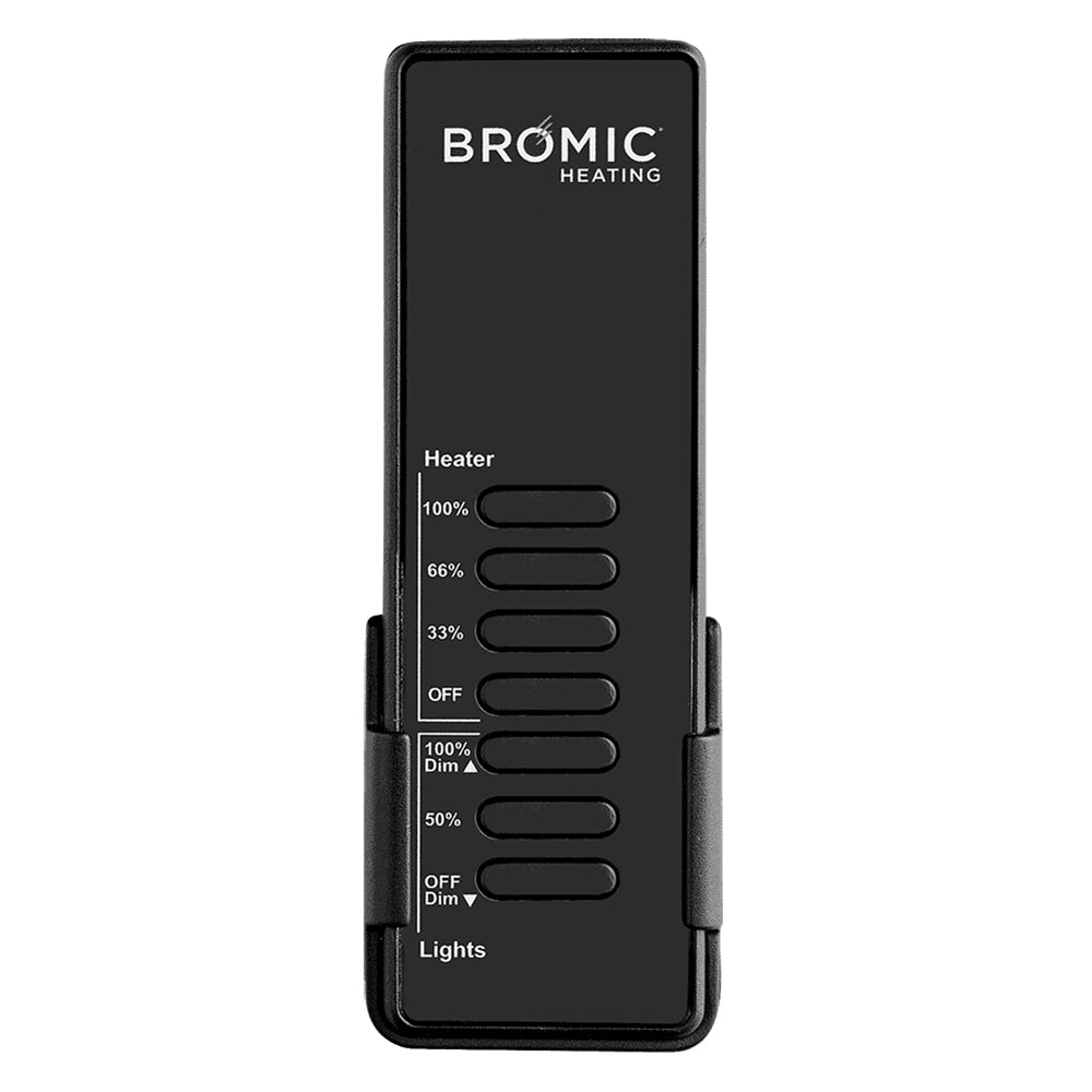 Bromic dimmer control with touch buttons and heater light level indicators