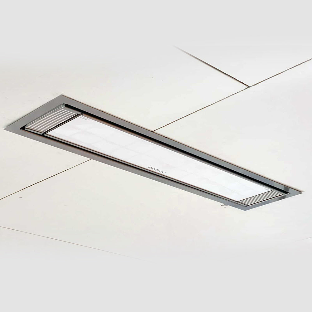 Ceiling recess kit installed in ceiling, slim metal frame with vent grilles