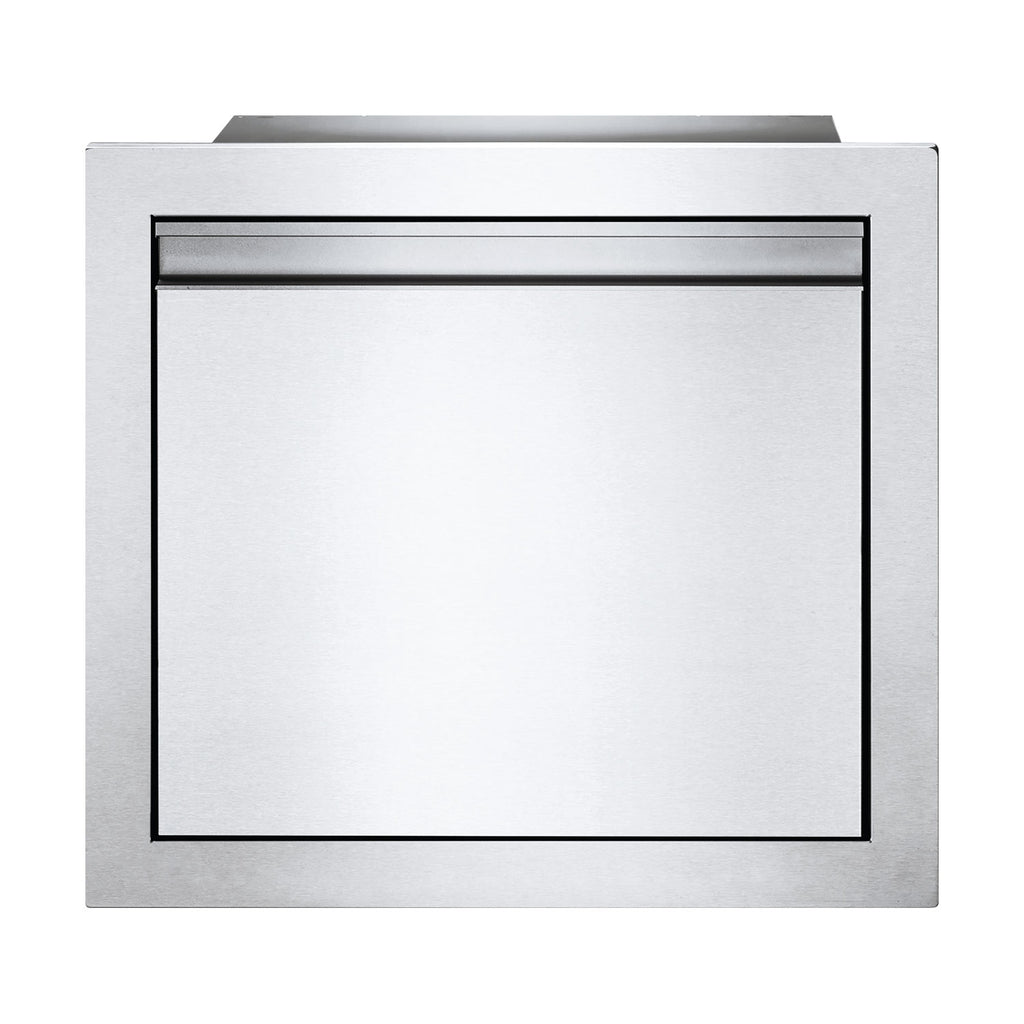 Metal single drawer housing with rectangular front panel and horizontal handle