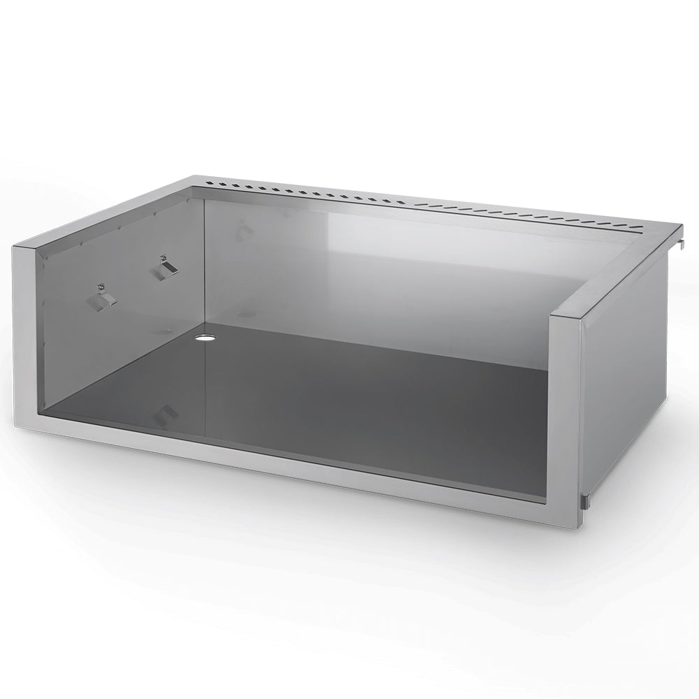 Stainless steel zero-clearance liner with open bottom and side mounting tabs