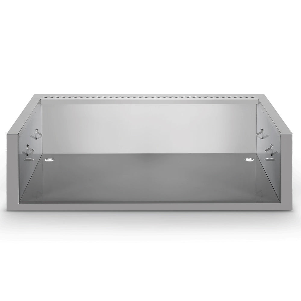 Stainless steel zero-clearance liner with open top and side mounting brackets