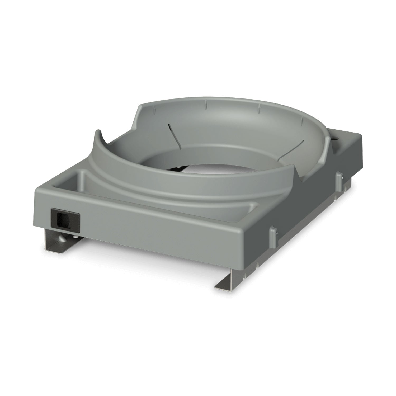 Grey slide-out propane tank tray with cradle and side supports