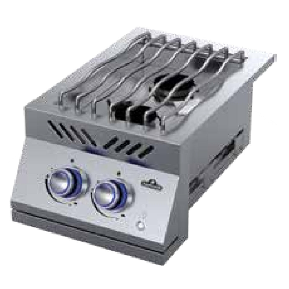 Stainless steel dual-range gas burner with two knobs and cast grates