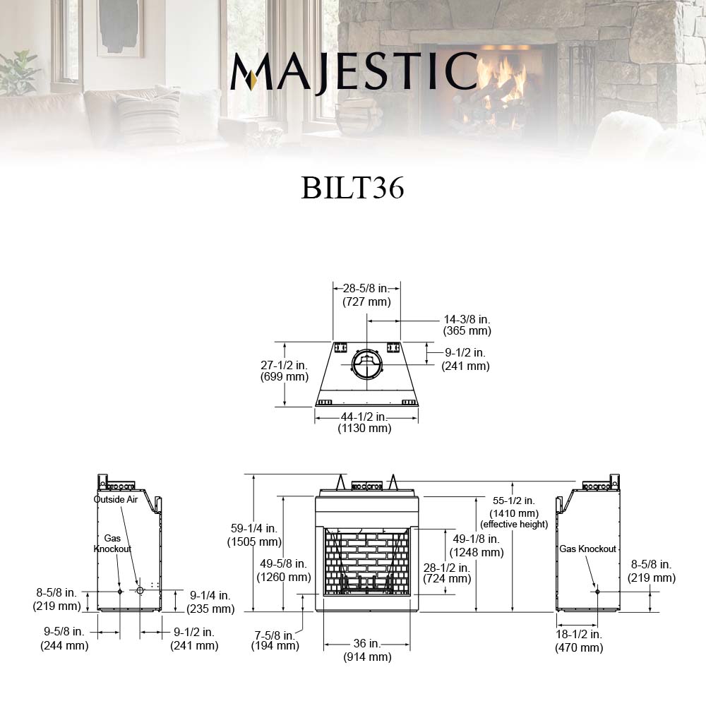 Majestic Biltmore 36-Inch Wood Burning Fireplace