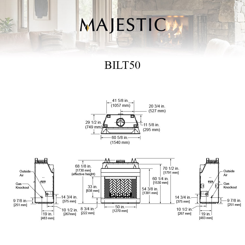 Majestic Biltmore 50-Inch Wood Burning Fireplace