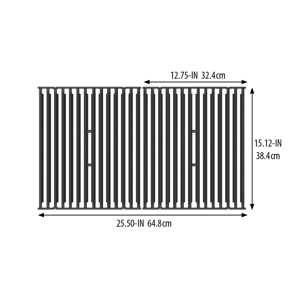 Cast iron grill grid size diagram with labeled width and height measurements