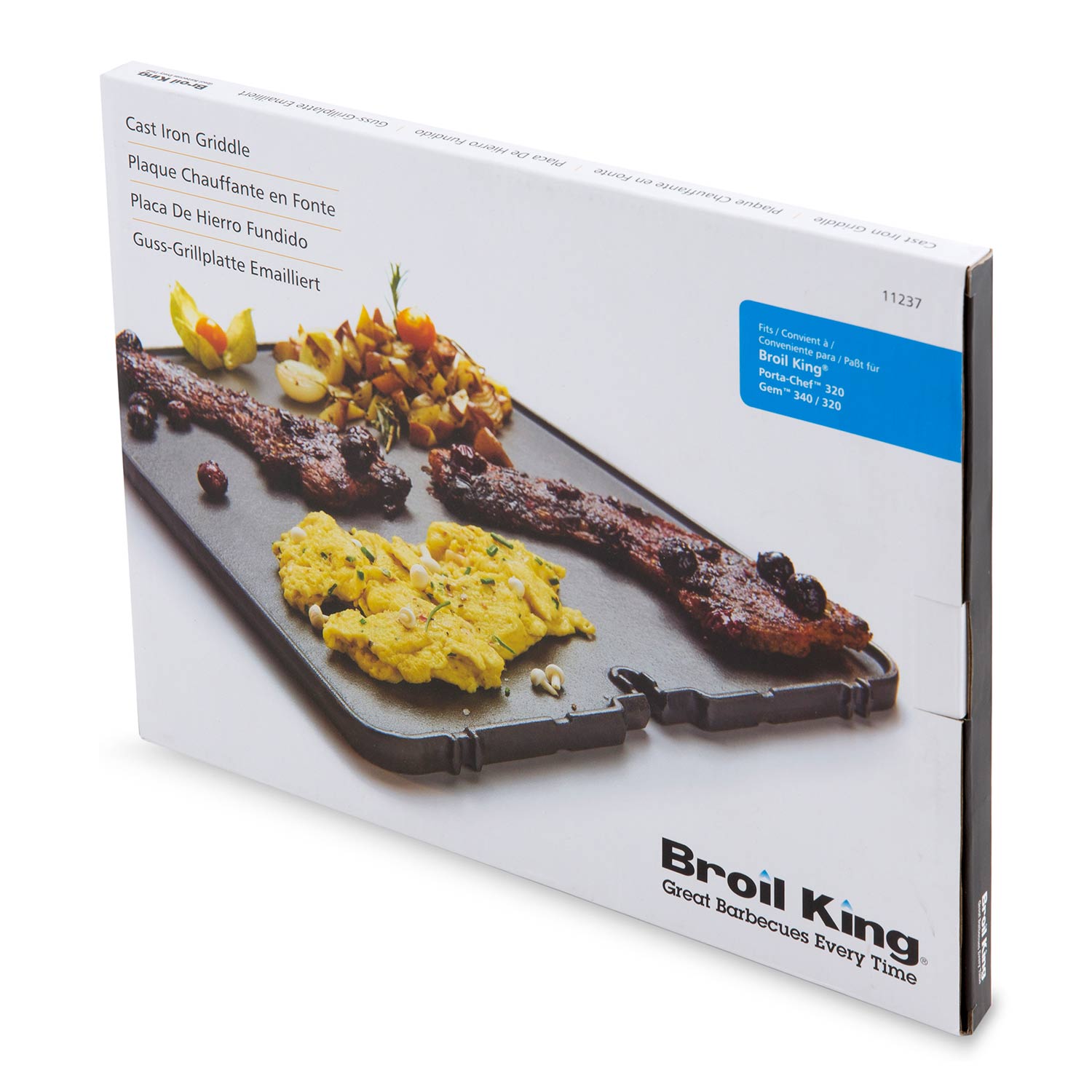 Broil King cast iron griddle package with product photo