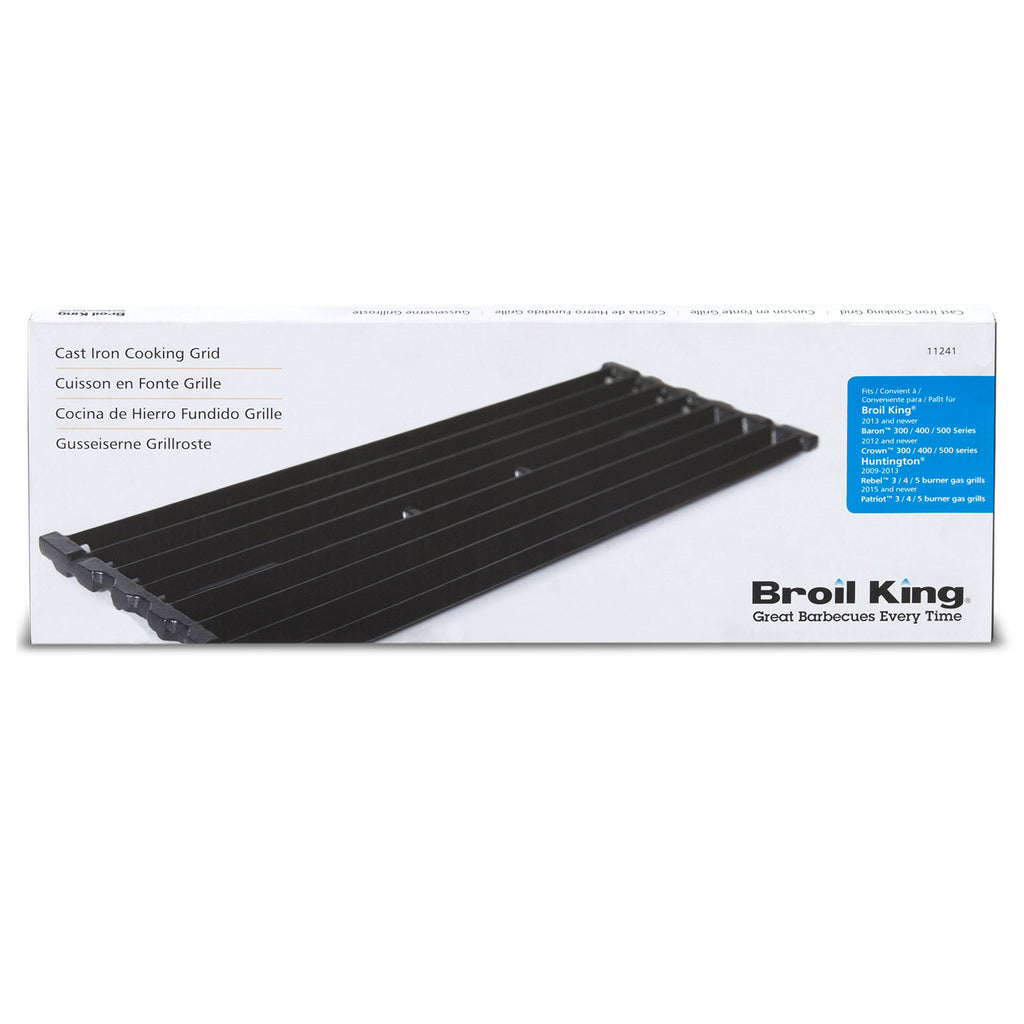 Cast iron cooking grid in retail box, rectangular black grill insert
