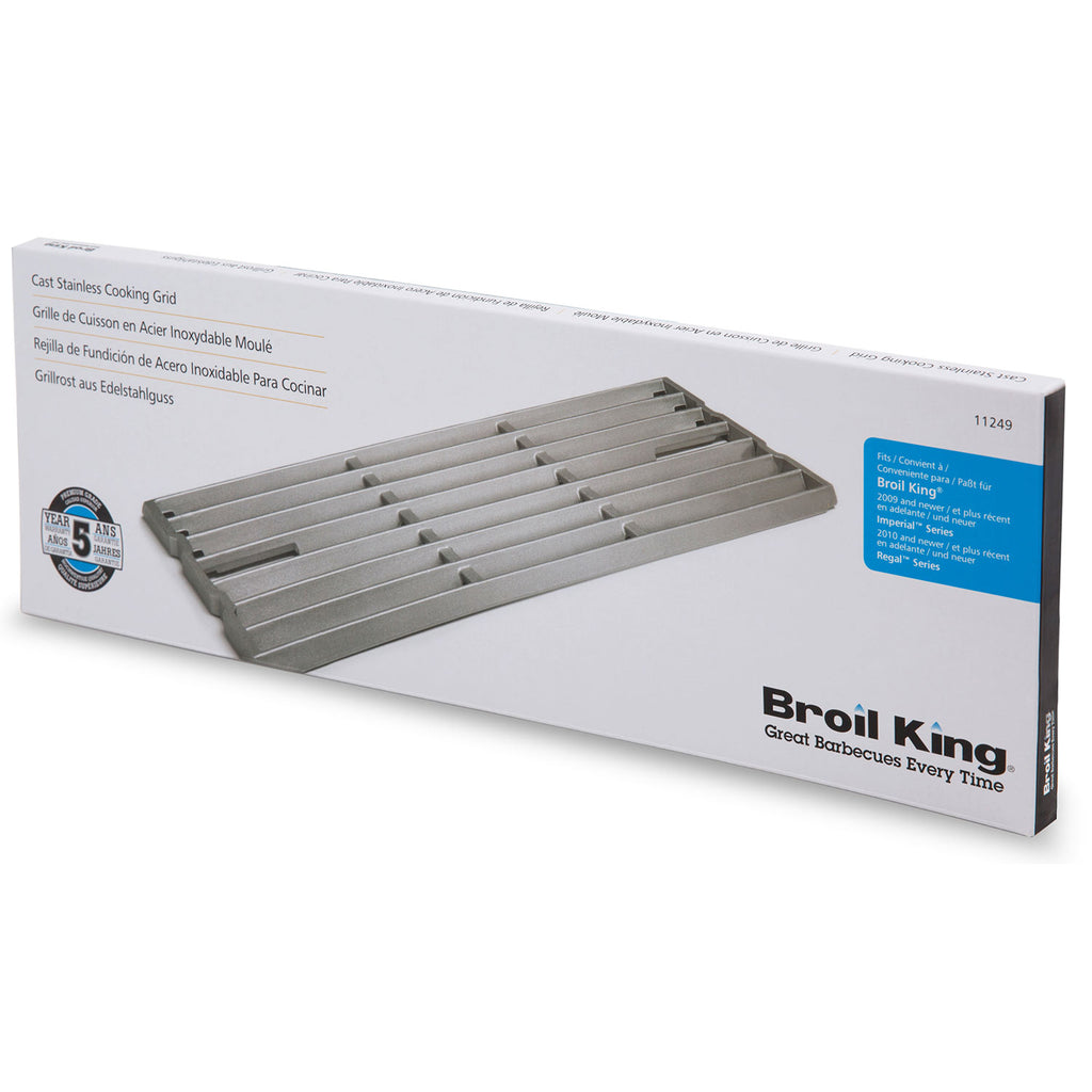Stainless steel cooking grid shown on retail packaging